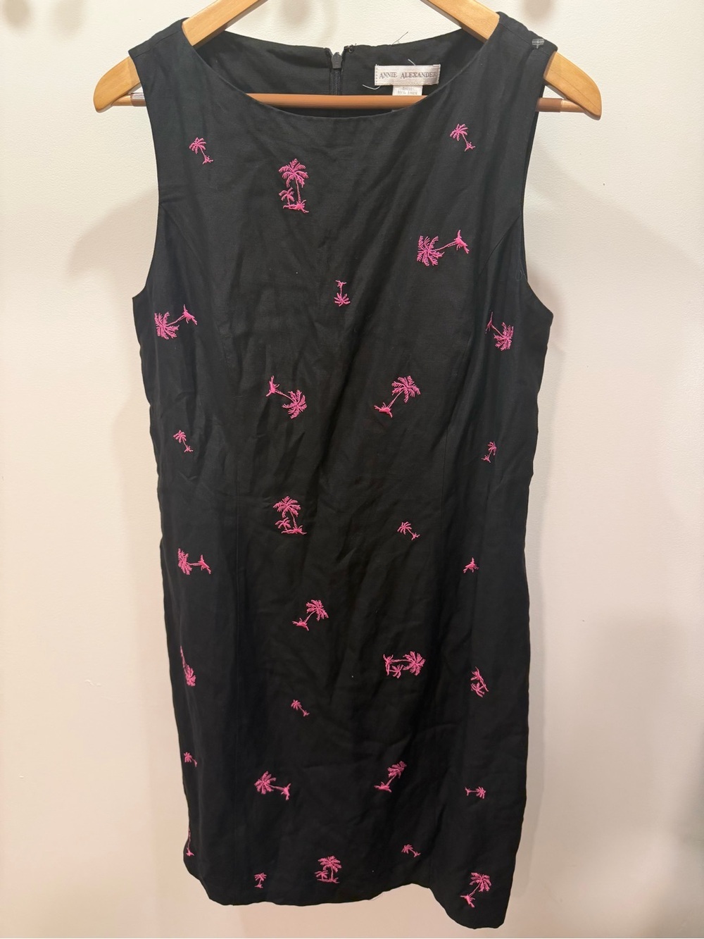 VINTAGE ANNIE ALEXANDER Women’s Linen Palm Tree Tropical Resortwear Summer Dress